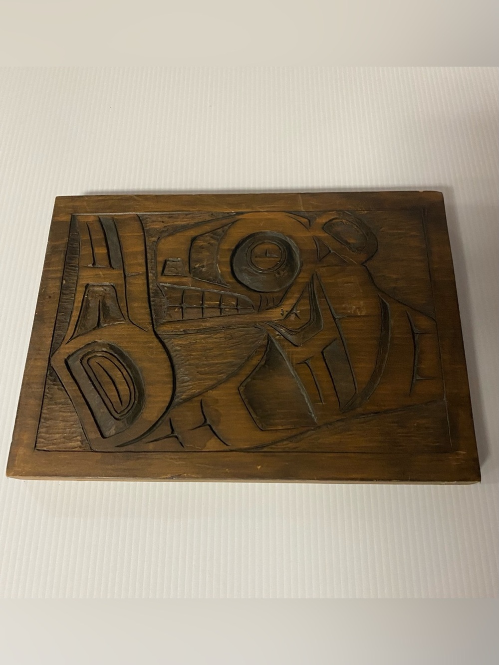 Westcoast Carved Native Plaque Of Bear